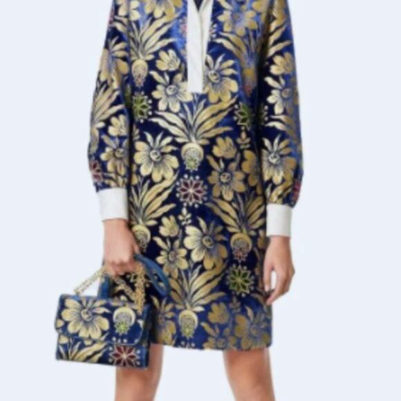 Tory Burch Thelma Floral Print Shift Dress Blue Dahlia size 6 - Picture 7 of 15
